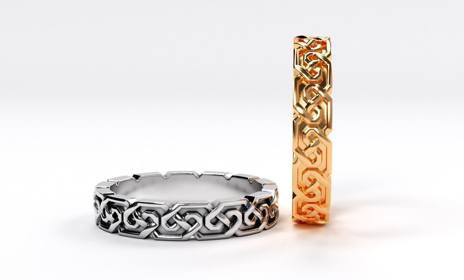 gold celtic pattern wedding band 3D print model_3