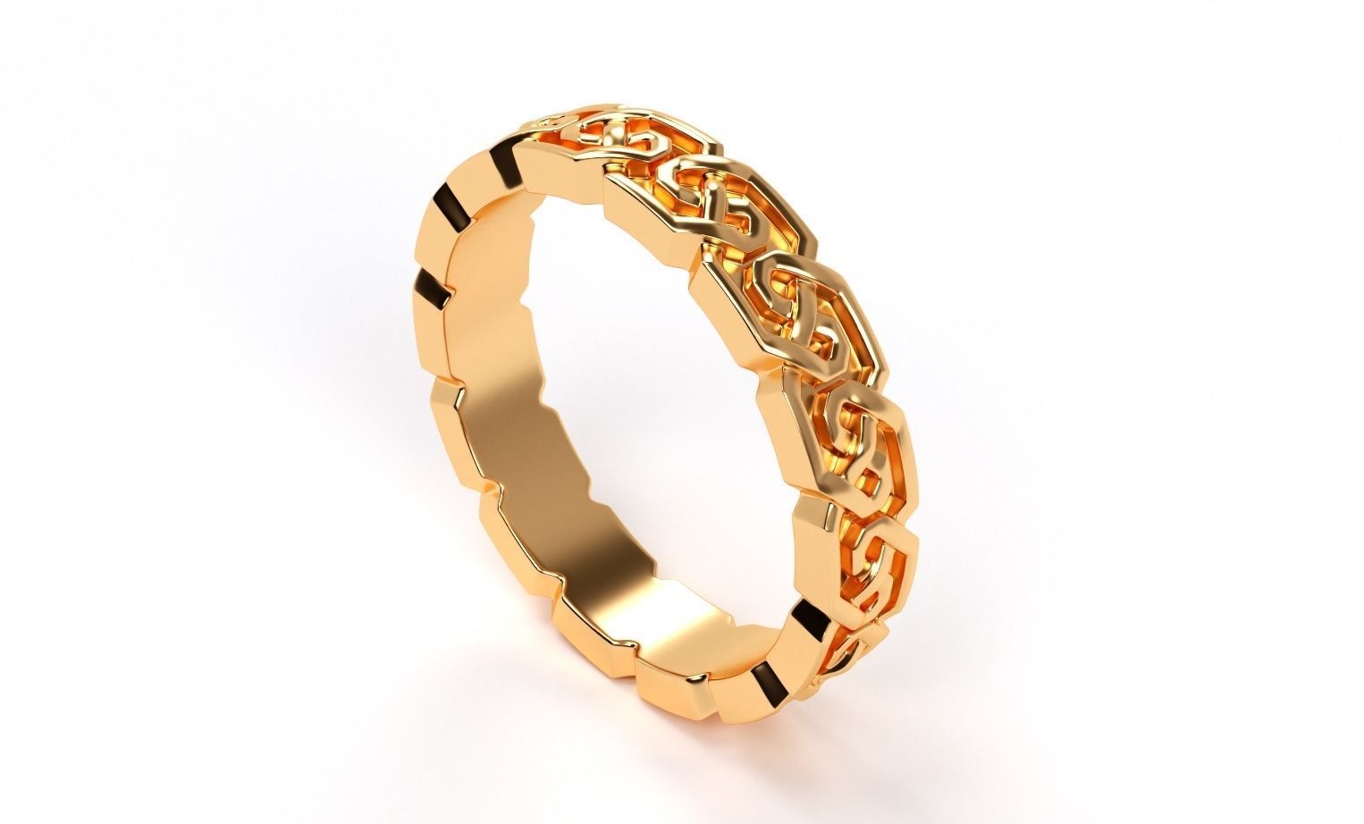 gold celtic pattern wedding band 3D print model_4