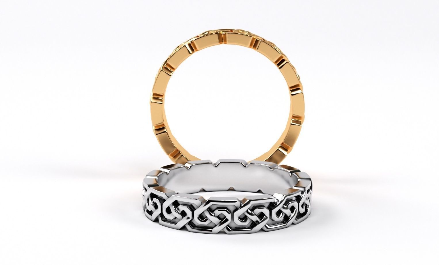gold celtic pattern wedding band 3D print model_2