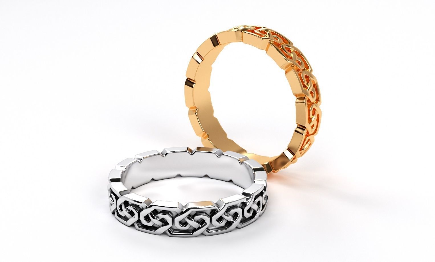 gold celtic pattern wedding band 3D print model_0