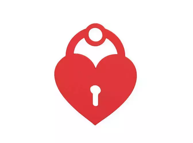 Keychain heart in shape of lock