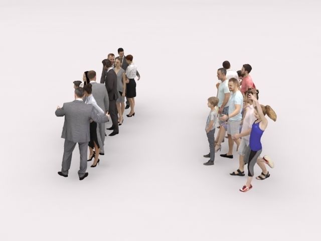 20x LOW POLY BUSINESS ELEGANT SUMMER CASUAL PEOPLE CROWDS Low-poly 3D model_5