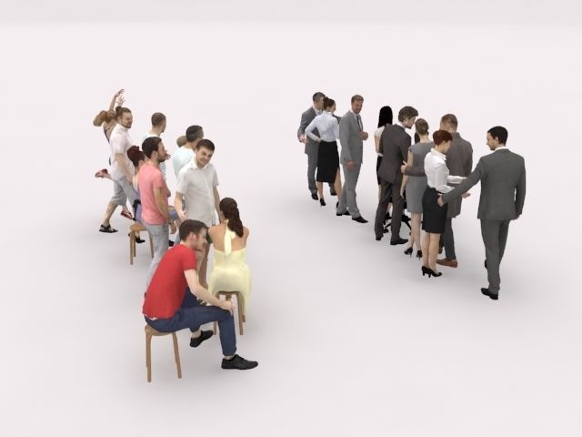 20x LOW POLY BUSINESS ELEGANT SUMMER CASUAL PEOPLE CROWDS Low-poly 3D model_12