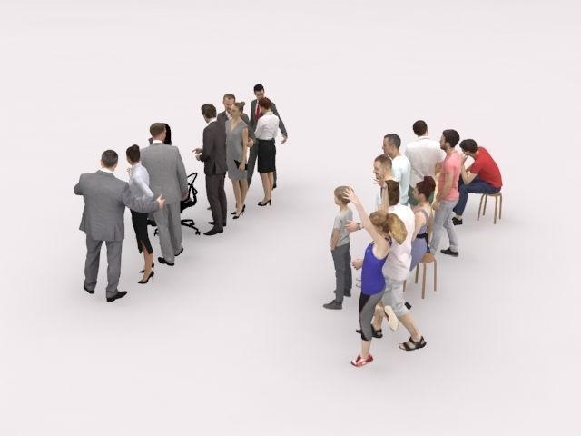 20x LOW POLY BUSINESS ELEGANT SUMMER CASUAL PEOPLE CROWDS Low-poly 3D model_6