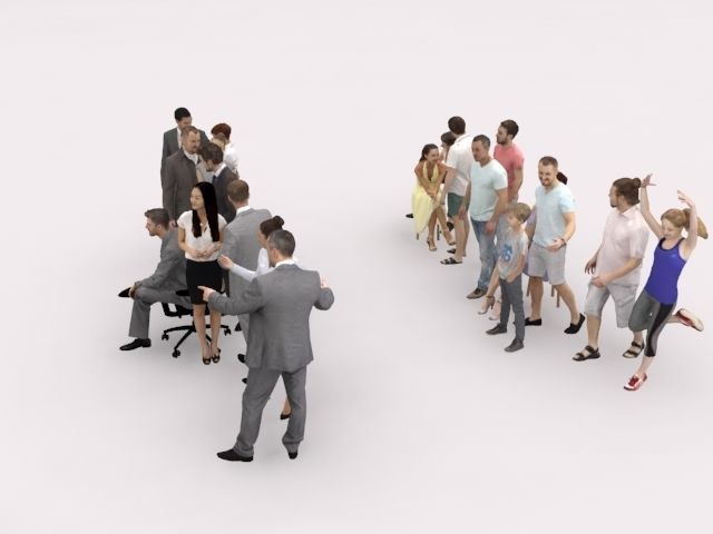 20x LOW POLY BUSINESS ELEGANT SUMMER CASUAL PEOPLE CROWDS Low-poly 3D model_4