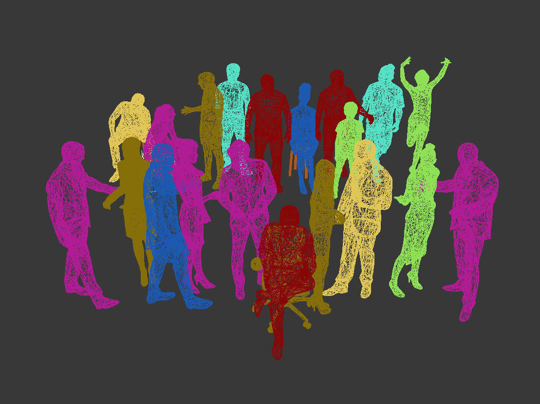 20x LOW POLY BUSINESS ELEGANT SUMMER CASUAL PEOPLE CROWDS Low-poly 3D model_14