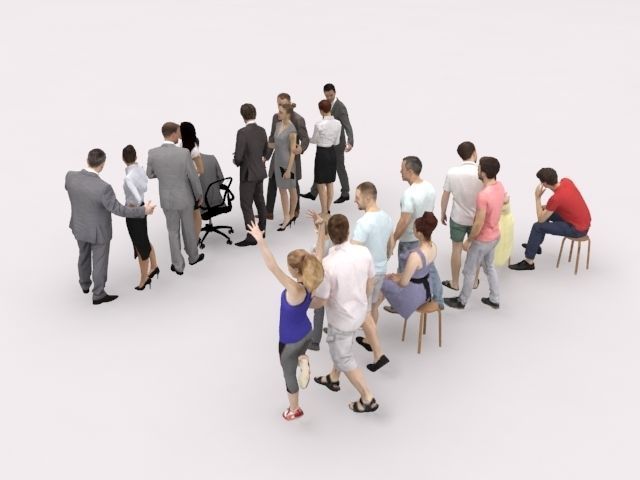 20x LOW POLY BUSINESS ELEGANT SUMMER CASUAL PEOPLE CROWDS Low-poly 3D model_7