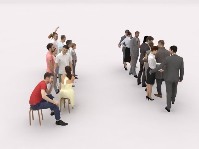 20x LOW POLY BUSINESS ELEGANT SUMMER CASUAL PEOPLE CROWDS Low-poly 3D model_13