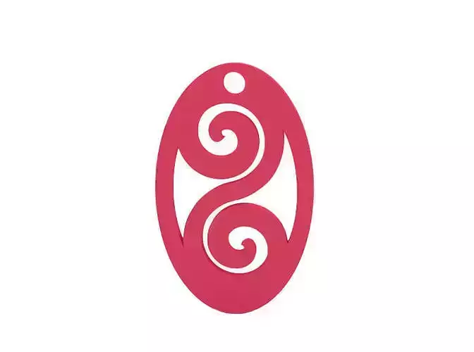 Earring oval pendant with spiral design