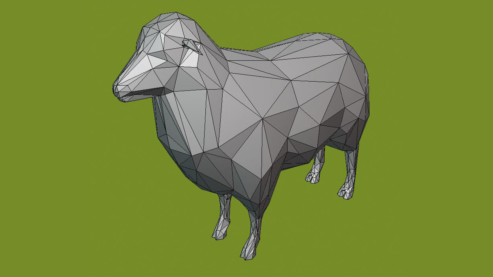 low poly sheep polygonal 3D model_3