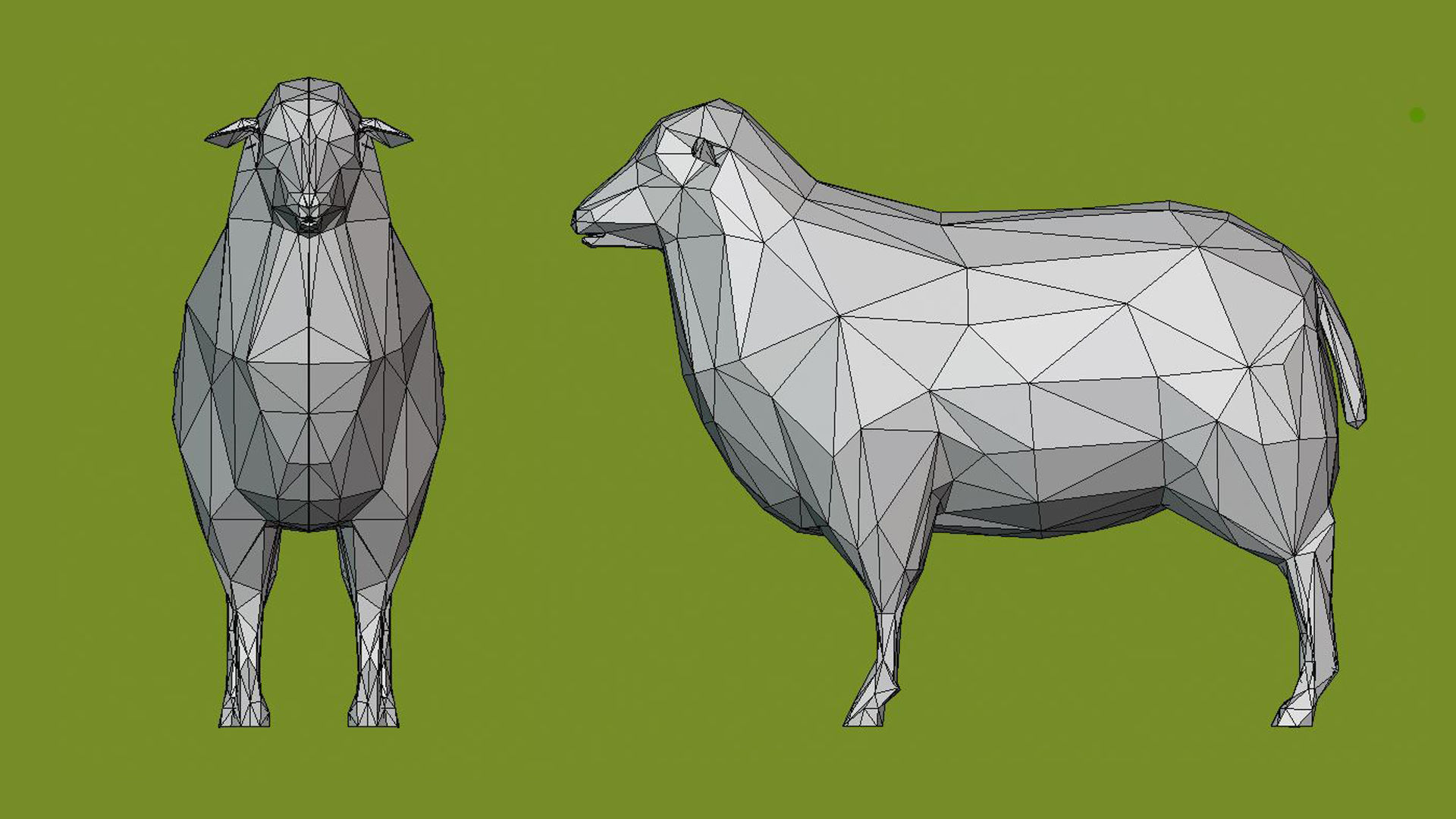 low poly sheep polygonal 3D model_1