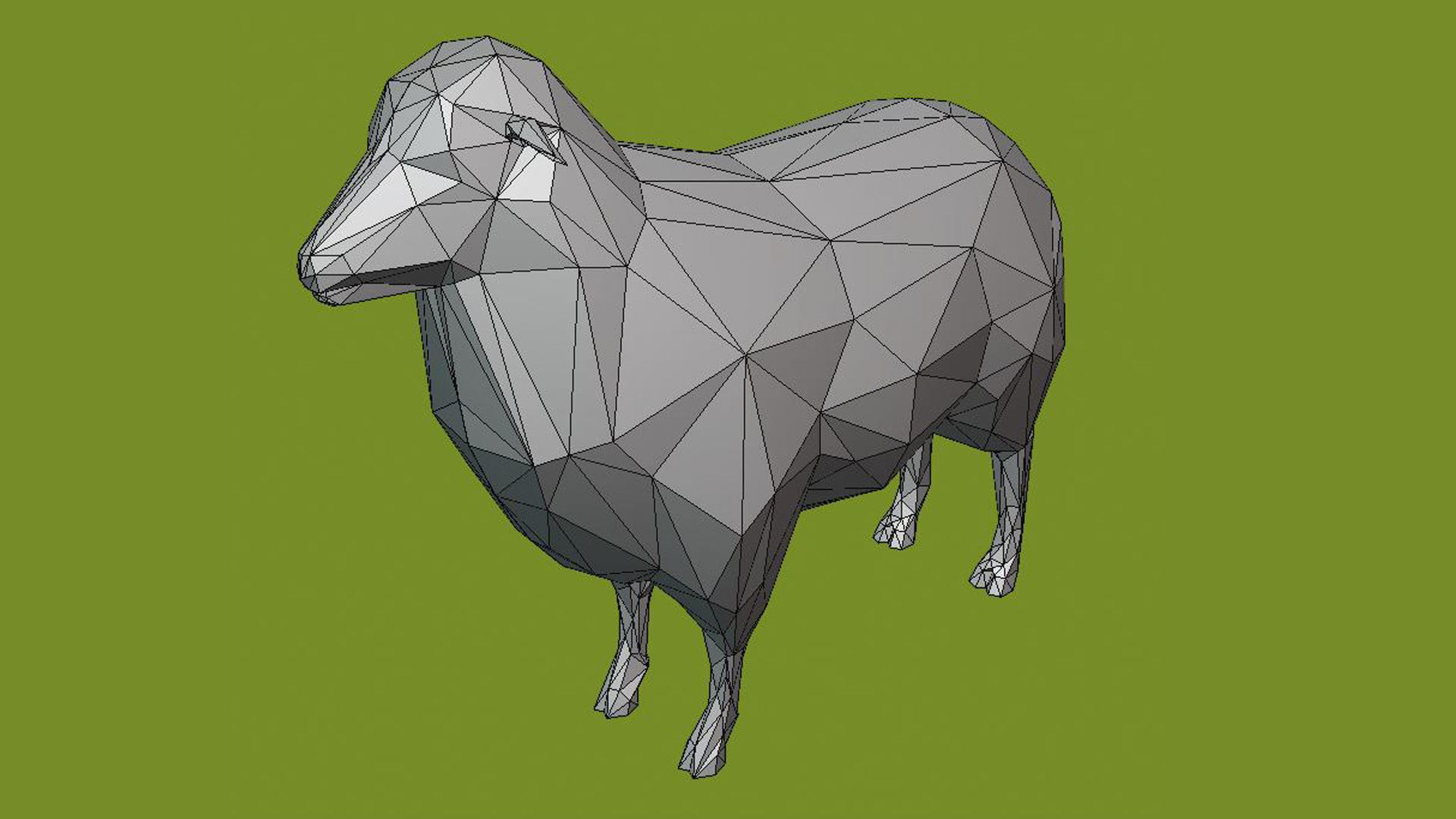 low poly sheep polygonal 3D model_4