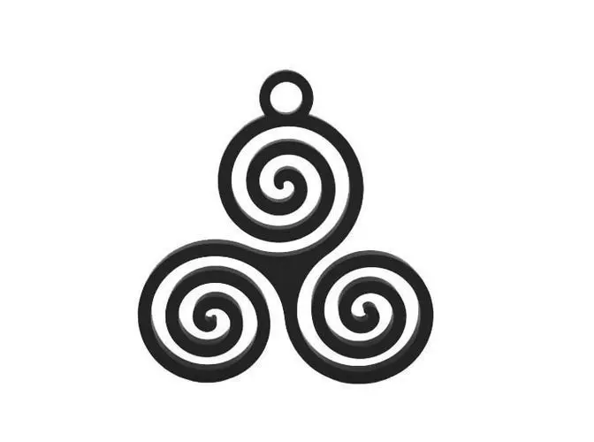 Earring pendant with three spirals 3D print model_0