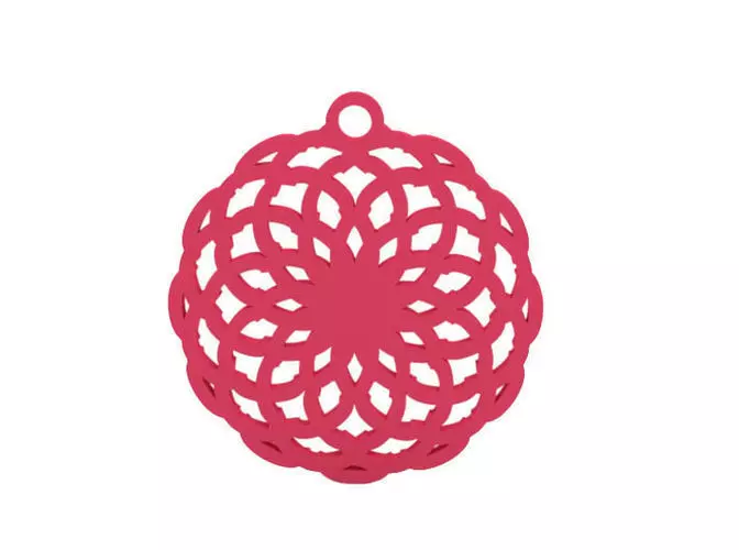 Earring pendant with circular design 3D print model_0
