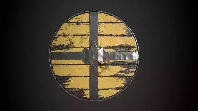 Viking historical yellow shield Low-poly 3D model