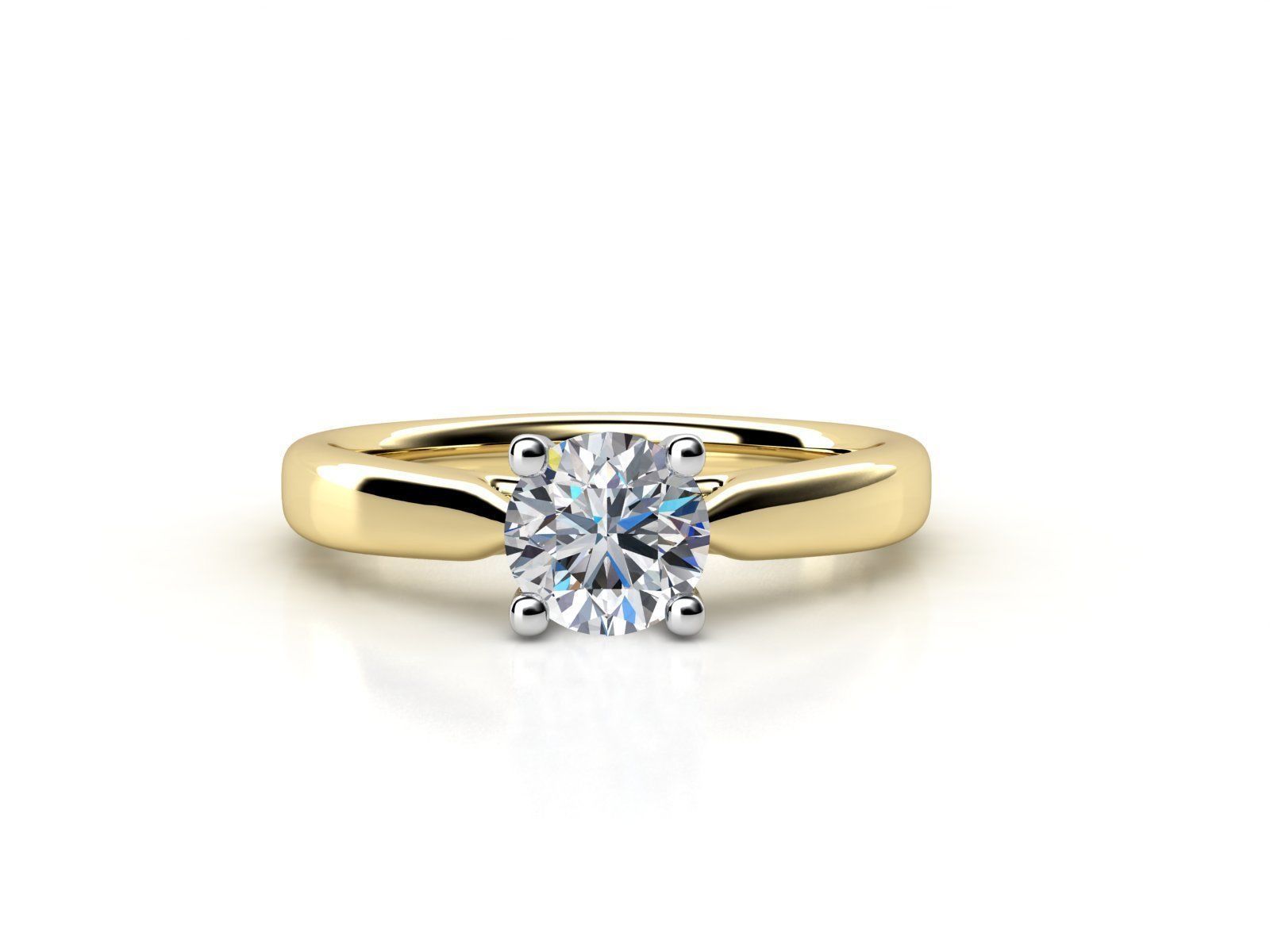 cr-08 solitaire diamond engagement ring gold 3D print model_1