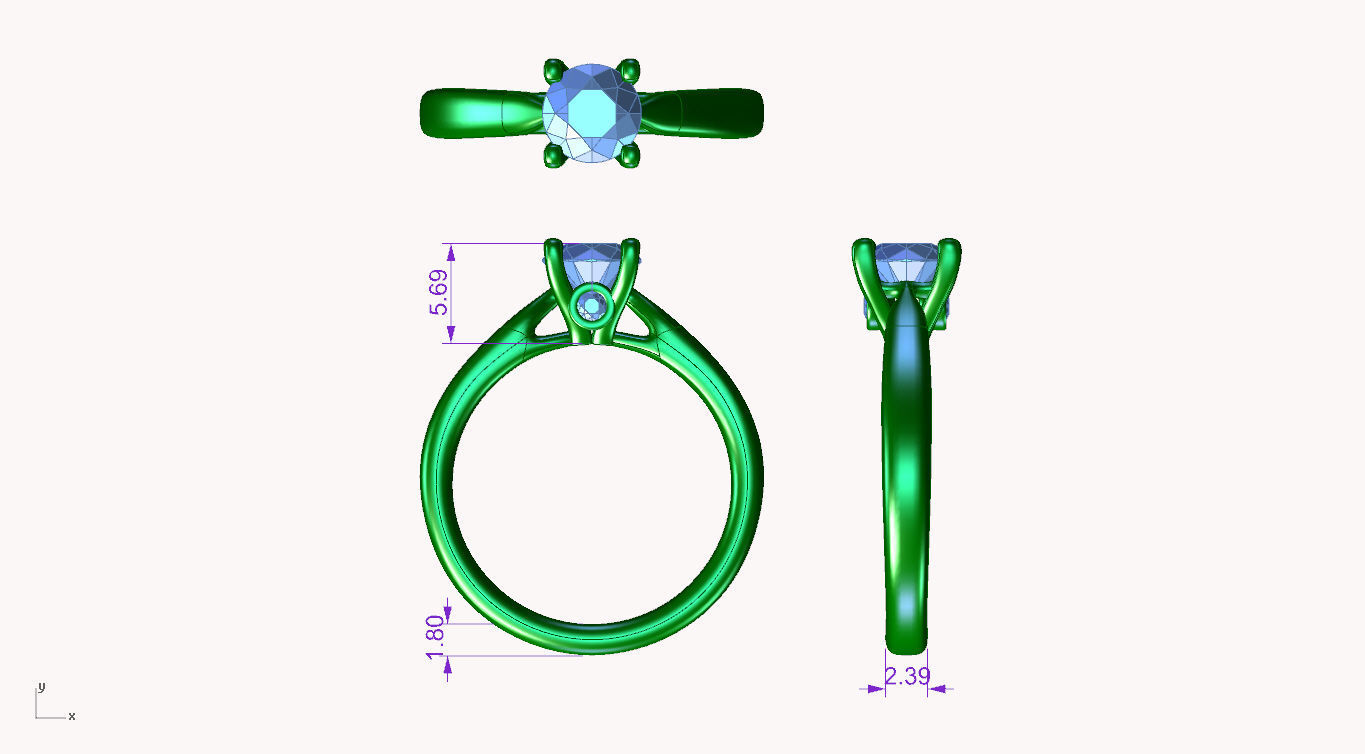 cr-08 solitaire diamond engagement ring gold 3D print model_4