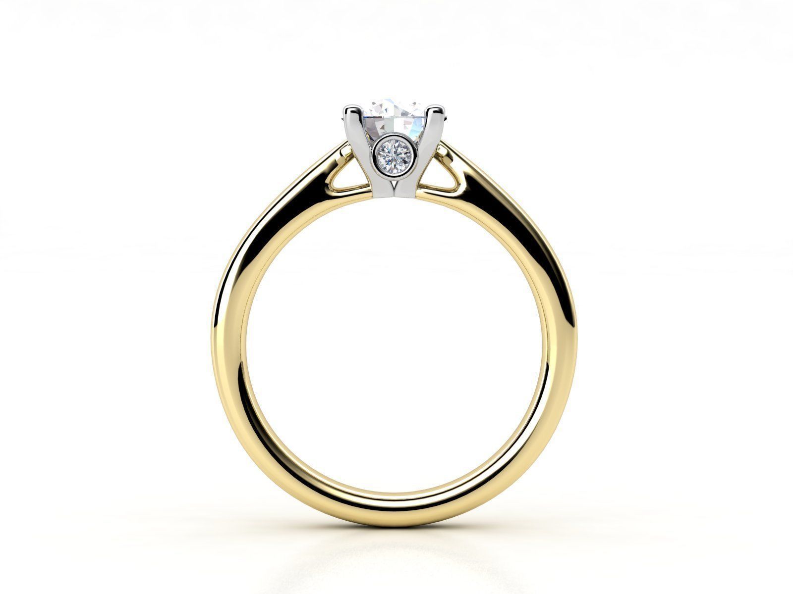 cr-08 solitaire diamond engagement ring gold 3D print model_2