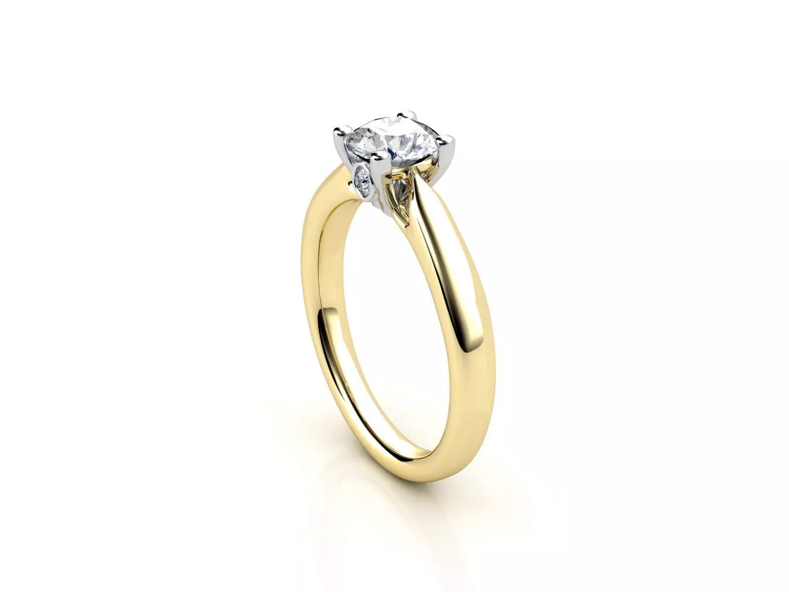 cr-08 solitaire diamond engagement ring gold 3D print model_0