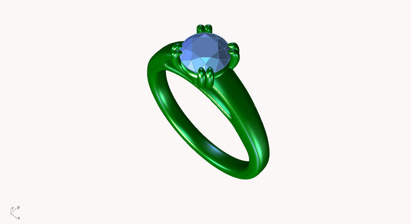 cr-09 diamond solitaire engagement ring gold 3D print model_3