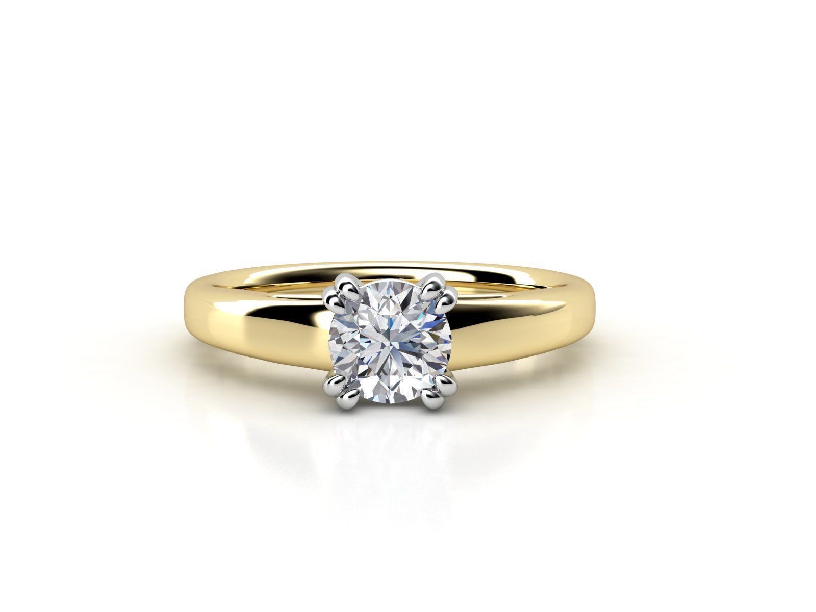 cr-09 diamond solitaire engagement ring gold 3D print model_1