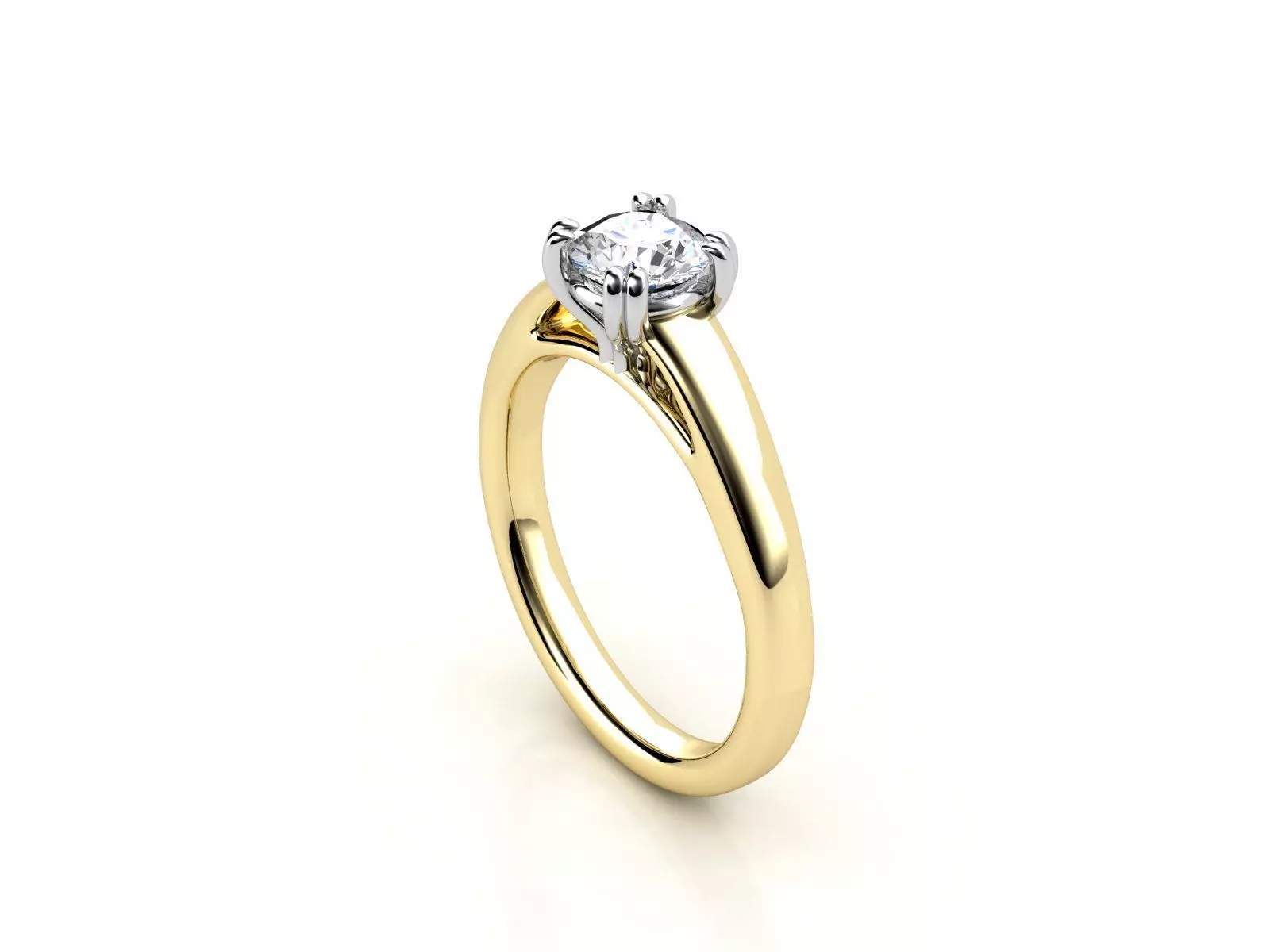 cr-09 diamond solitaire engagement ring gold 3D print model_0