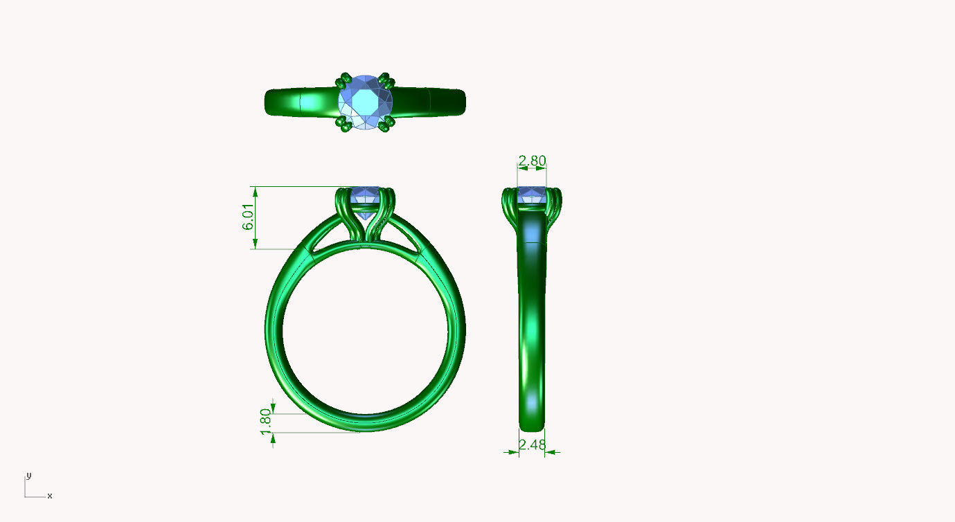 cr-09 diamond solitaire engagement ring gold 3D print model_4