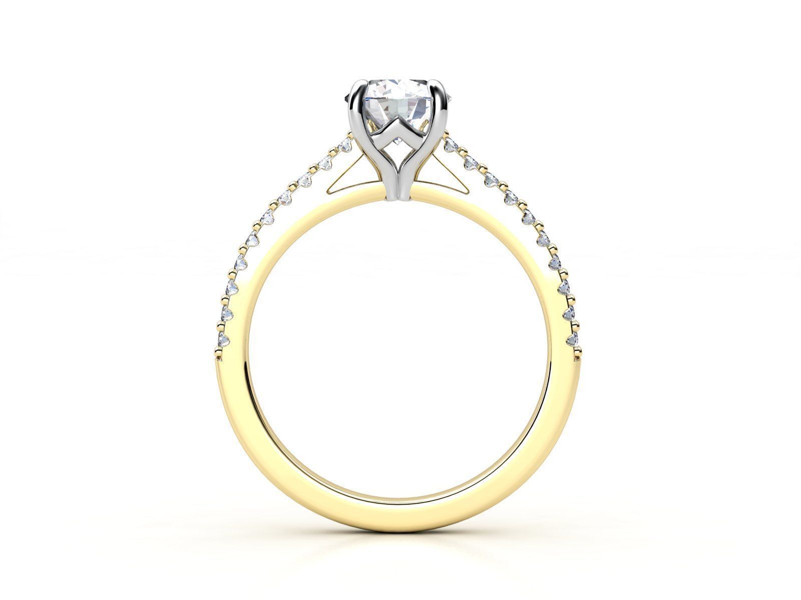 cr-010 person diamond engagement ring gold 3D print model_1