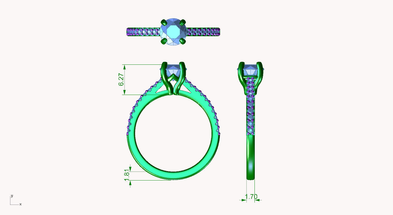 cr-010 person diamond engagement ring gold 3D print model_4