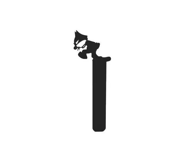 Bookmark silhouette of cat on pole 3D print model_0