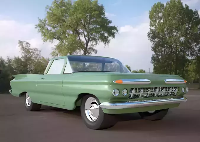  green classic car 3ds model