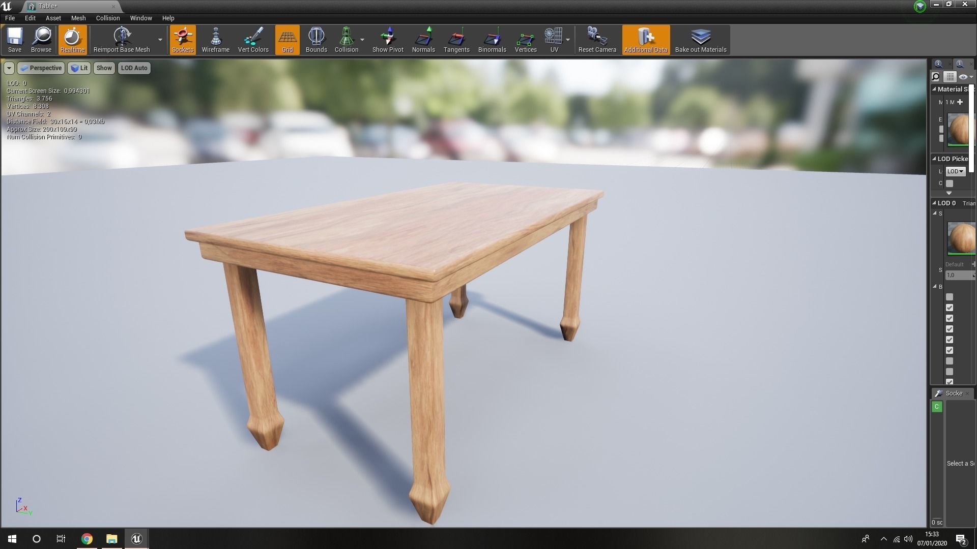 Table 3D model optimized UE4 Low-poly 3D model_3