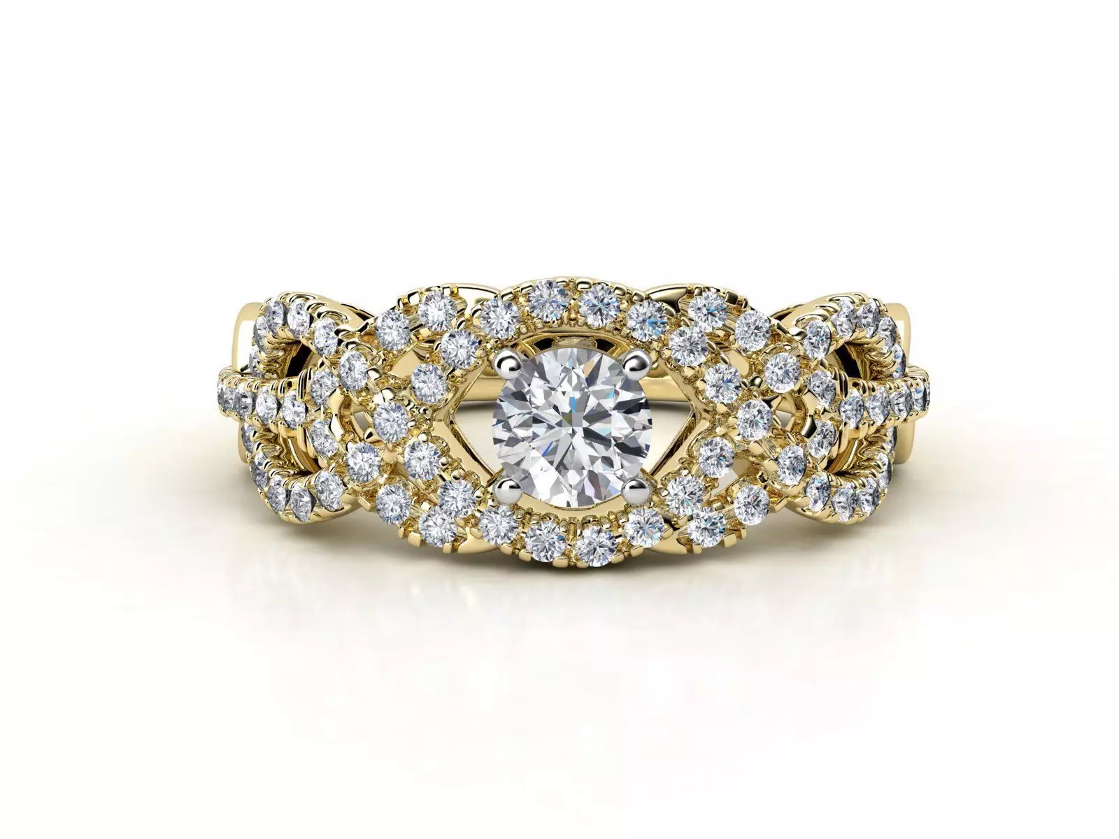 cr-015 gold engagement ring with diamonds 3D print model_0