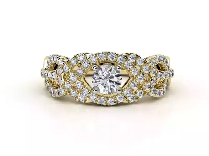 cr-015 gold engagement ring with diamonds
