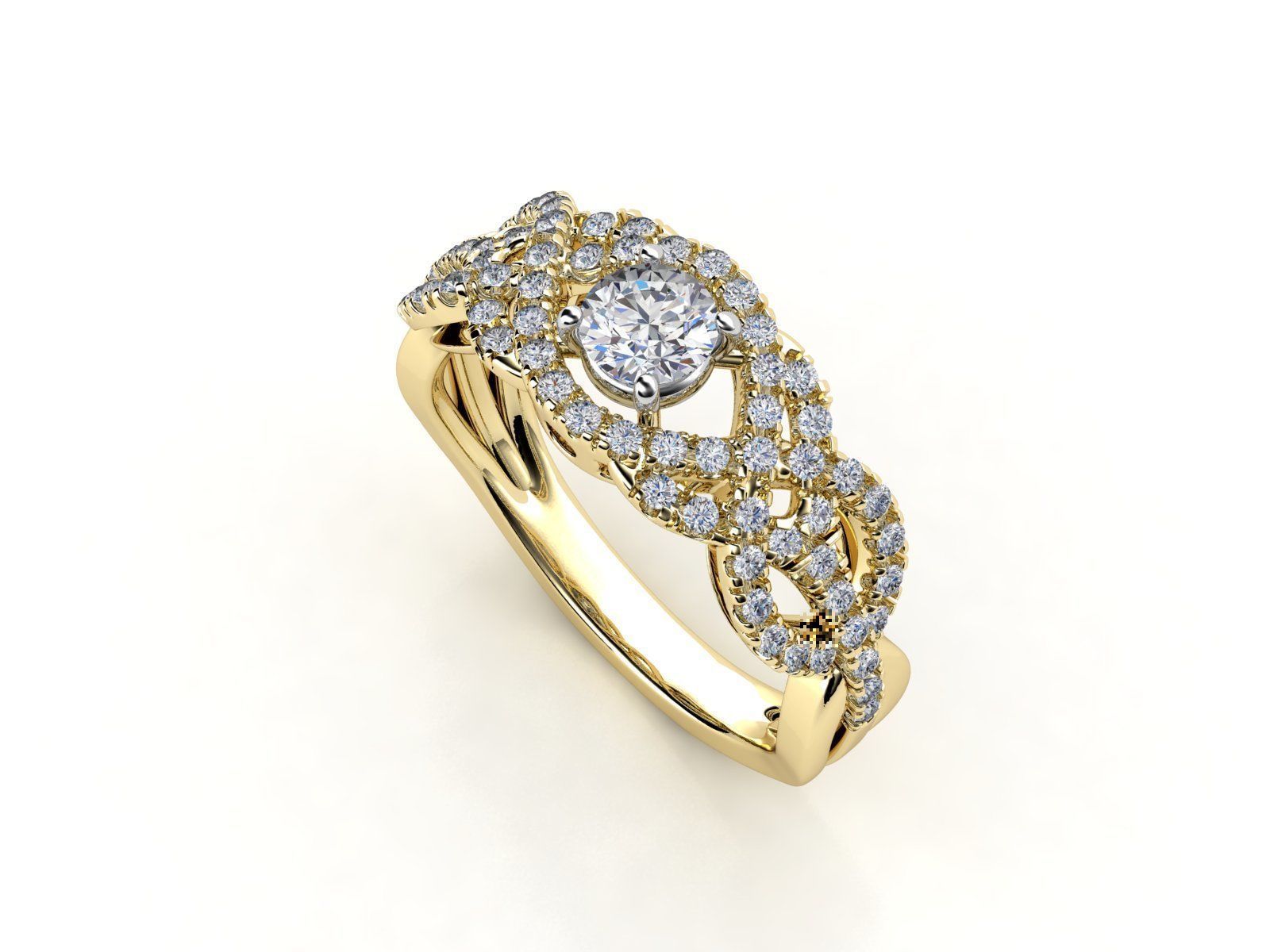 cr-015 gold engagement ring with diamonds 3D print model_1