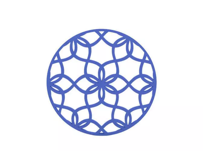Coaster circle with intricate design 3D print model_0