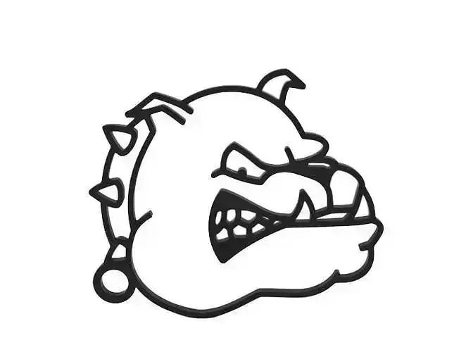 Keychain bulldog head clip art 3D print model