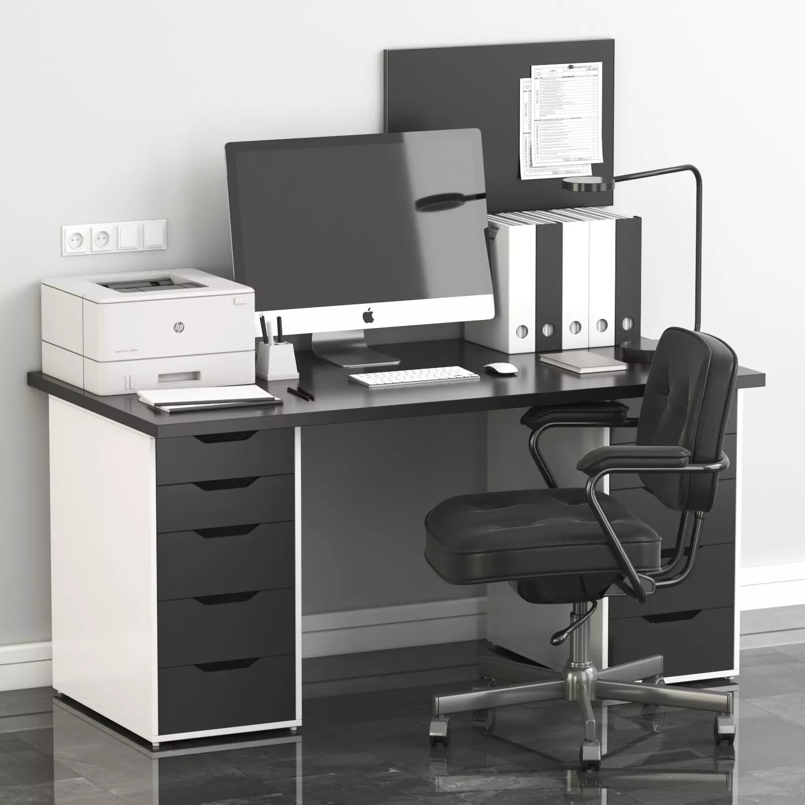 Office Workplace with Alex Table and Alefjall Chair 3D model