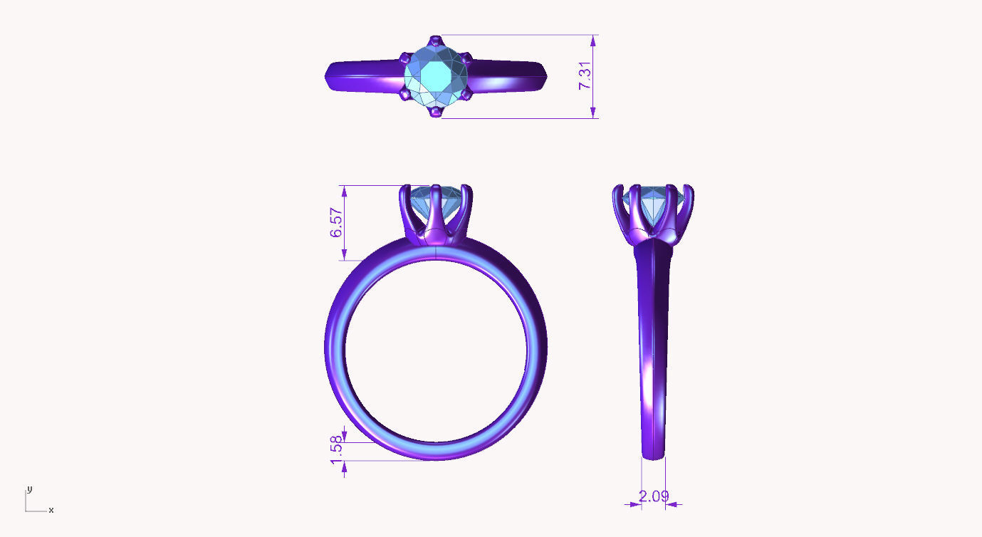 aj-02 diamond engagement ring gold 3D print model_4