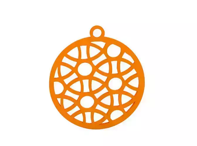 Earring orange pendant with pattern of circles