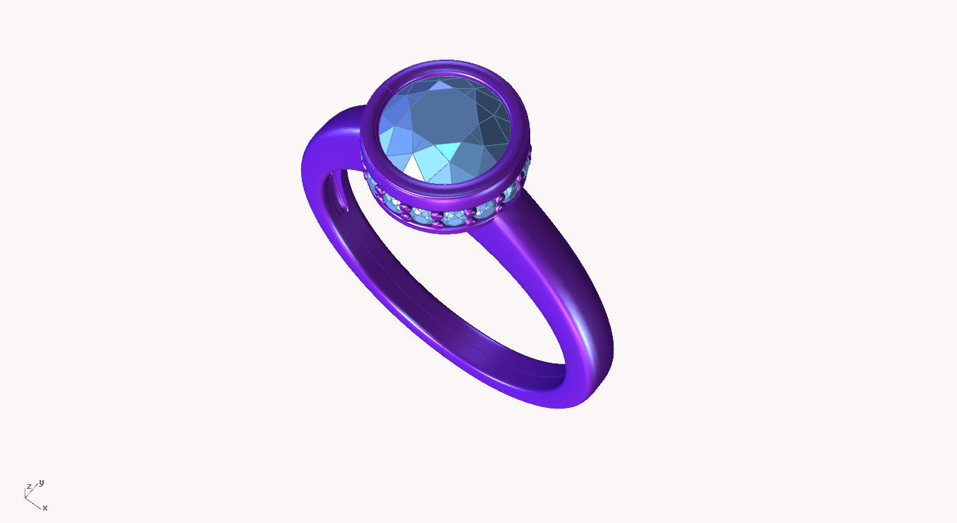 aj-03 solitaire diamond ring gold 3D print model_6