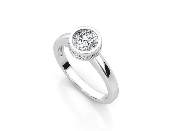 aj-03 solitaire diamond ring gold 3D print model