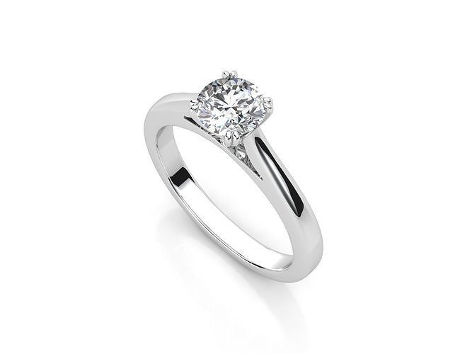 aj-04 solitaire diamond engagement ring 3D print model