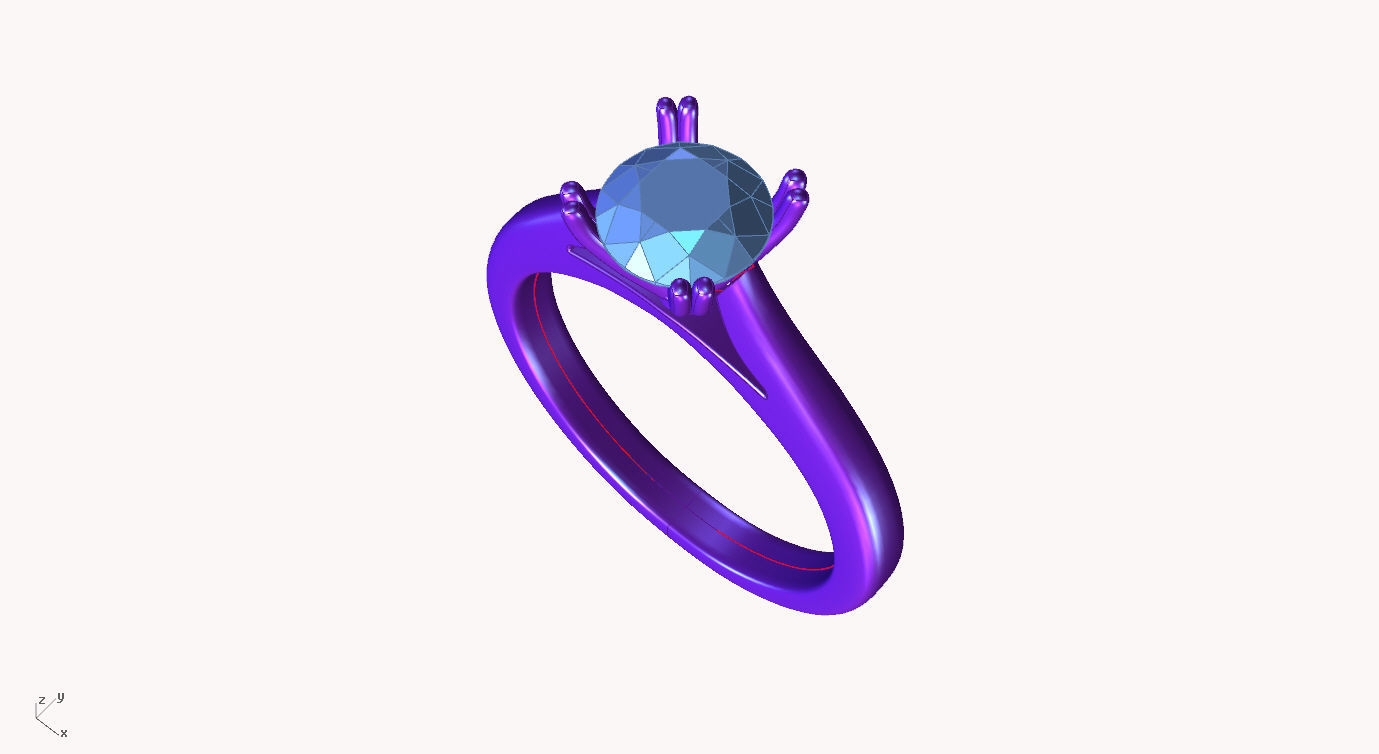 aj-04 solitaire diamond engagement ring 3D print model_3