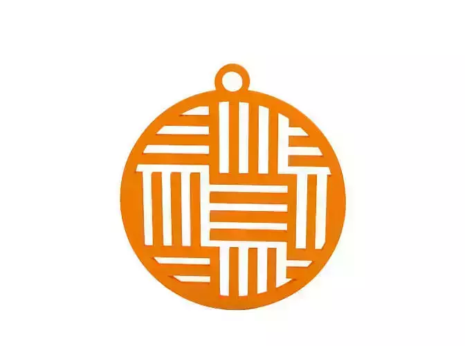 Earring orange woven basket pendant