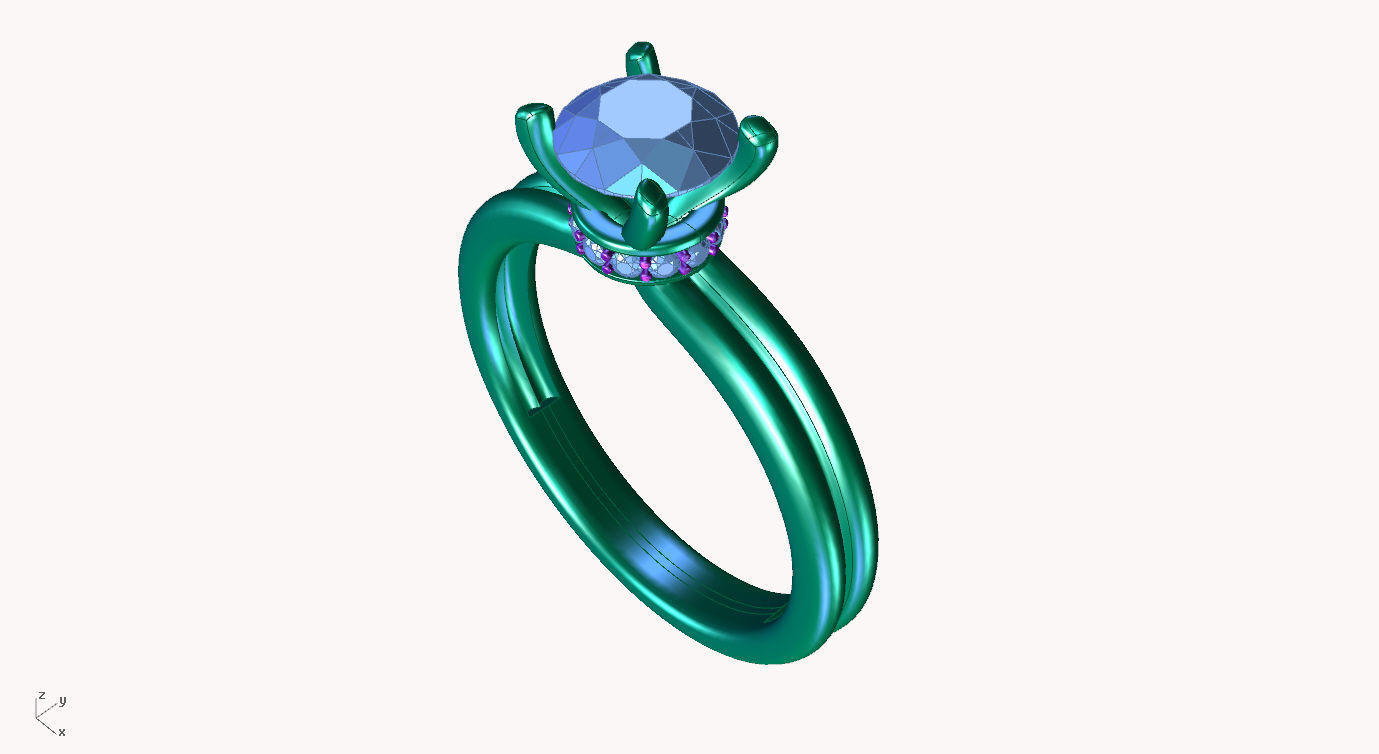 aj-05 solitaire diamond engagement ring gold 3D print model_6