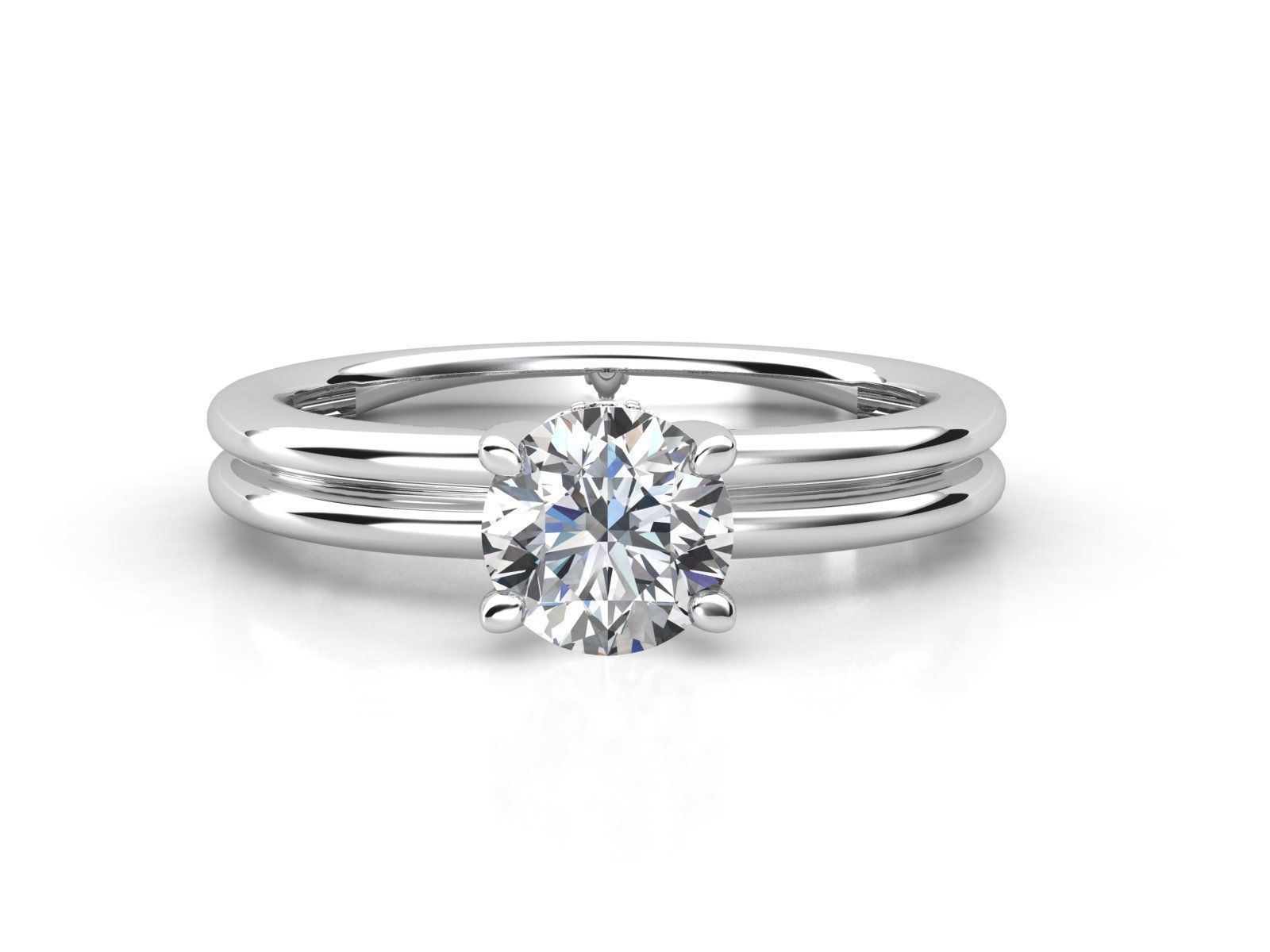 aj-05 solitaire diamond engagement ring gold 3D print model_1