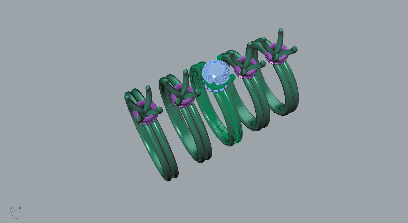 aj-05 solitaire diamond engagement ring gold 3D print model_4