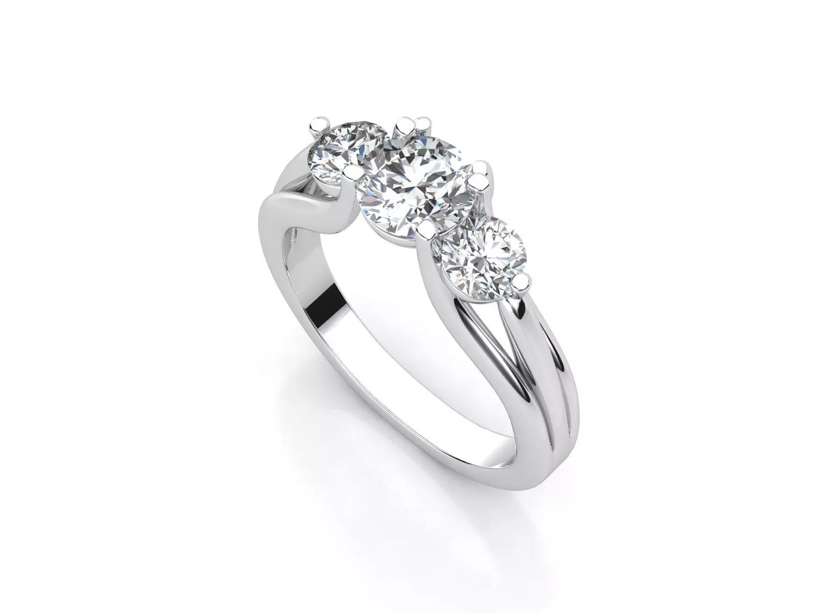 aj-06 three stone diamond engagement ring 3D print model_0