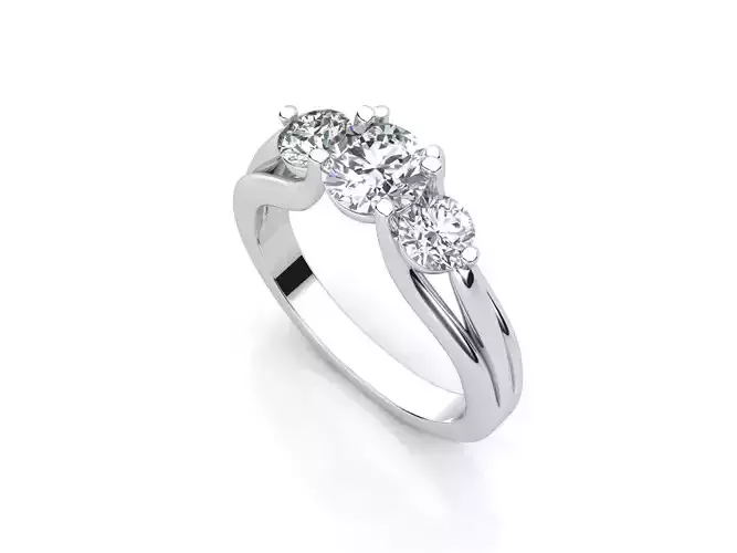 aj-06 three stone diamond engagement ring